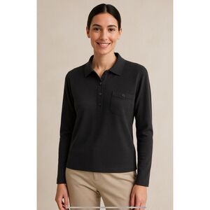 BALLANTYNE MERINO WOOL 2000 POLO SWEATER WOMENS 4 LUXURY PREPPY CLASSIC BLACK